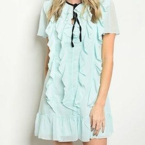 Mint Green Flirty Mini Ruffled Dress